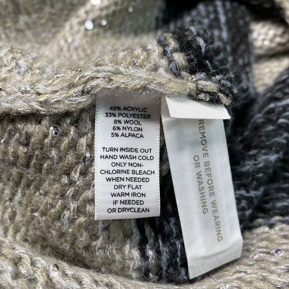 LOFT Striped Sequin Sweater Sz Small Multicolor Long Sleeve Wool/Alpaca Blend - Picture 5 of 8